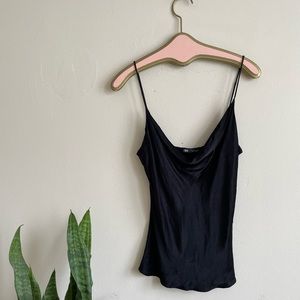 Zara Black Slinky Satin Tank Top size large